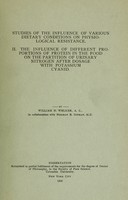 view Studies of the influence of various dietary conditions on physiological resistance / by William H. Welker, in collaboration with Norman E. Ditman.