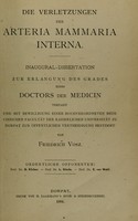 view Verletzungen der Arteria mammaria interna...verfasst / von Friedrich Vosz.