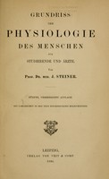 view Grundriss der physiologie des menschen für studierende und ärzte / von J. Steiner.