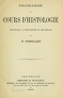 view Programme du cours dhistologie professé à lÙniversité de Bruxelles.