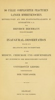 view 90 Falle complicierter Fracturen langer Röhrenknochen. Mittheilungen aus dem Knappschaftslazareth zu Königshütte O/S.