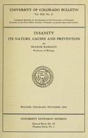 view Insanity : its nature, causes and prevention / by Francis Ramaley.