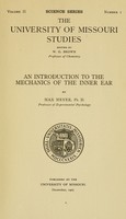 view An introduction to the mechanics of the inner ear / by Max Meyer.