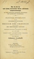 view Über die Art der nach Losung incarcerierter Hernien auftretenden Lungenerscheinungen, auf grund pathologisch-anatomischer Beobachtungen und experimenteller untersuchungen.