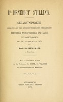 view Dr. Benedict Stilling : Gedächtnissrede gehalten auf der zweiundfünfzigsten Versammlung deutscher Naturforscher und Ärzte zu Baden-Baden am 18. Sept. 1879.