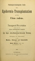 view Pathologisch-histologische studie "Uber epidermis-transplantation auf das ulcus rodens.