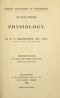 view Handbook of physiology / by W. D. Halliburton.