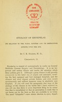 view Etiology of erysipelas : Its relation to the nasal cavities and its destructive effects upon the eye.