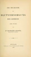 view Die Mechanik der Blutversorgung des Gehirns : Eine Studie.