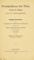 view Pseudarthrose der Tibia : Versuch der Heilung durch osteoplastik.