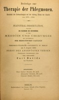 view Beiträge zur Therapie der Phlegmonen : Resultate der Beobachtungen auf der Chirurg. Klinik der Charite von 1876-1882.