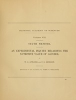 view An experimental inquiry regarding the nutritive value of alcohol / by W.O. Atwater and F.G. Benedict.