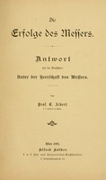 view Die Erfolge des Messers : Antwort auf die Broschure:Unter der herrschaft des messers / von E. Albert.