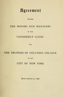 view Agreement between the donors and managers of the Vanderbilt Clinic and the trustees of Columbia College in the city of New York.