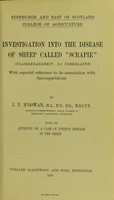 view Investigation into the disease of sheep called 'scrapie' (Traberkrankheit: la tremblante) with especial reference to its association with sarcosporidiosis.