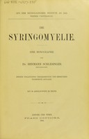 view Die Syringomyelei - eine monographie.