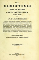 view Della elmintiasi nelle sue relazioni colla oculistica : osservzioni / del Salvatore Alessi ; con una lettera sulla compressione del tumore lagrimale.