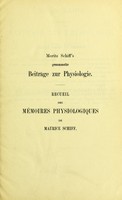view Moritz Schiff's gesammelte Beiträge zur Physiologie.