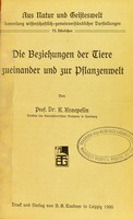 view Die Beziehungen der Tiere zueinander und zur Pflanzenwelt / von K. Kraepelin.