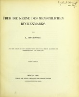 view Über die Kerne des menschlichen Rückenmarks / von L. Jacobsohn.