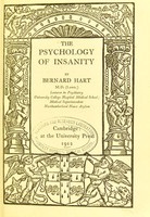 view The psychology of insanity / by Bernard Hart.