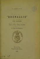 view Drenaggio : suoi rapporti colla vita, colla sanita e coll'economia / N. Zammit.