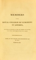 view A general list of the members of the Royal College of Surgeons in London, MDCCCXII.