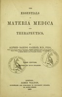 view The essentials of materia medica and therapeutics / by Alfred Baring Garrod.