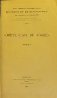 view XIIIe Congrès International d'Hygìene et de ́demographie : tenu à Bruxelles du 2 au 8 september 1903.