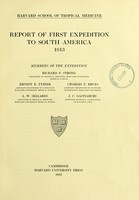 view Report of first expedition to South America, 1913.