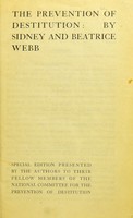 view The prevention of destitution / by Sidney and Beatrice Webb.