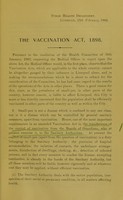 view Report of the Medical Officer of Health with reference to the Vaccination Act, 1898.