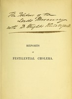 view Cholera in the asylum. Reports on the origin and progress of pestilential cholera, in the West-Yorkshire Lunatic Asylum, during the autumn of 1849, and on the previous state of the Institution. A contribution to the statistics of insanity and of cholera / By Thomas Giordani Wright.