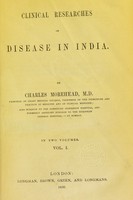 view Clinical researches on disease in India / By Charles Morehead.