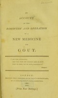 view An account of the discovery and operation of a new medicine for gout.