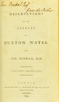 view Observations on the effects of Buxton water / by Jos. Denman.