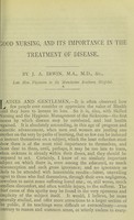 view Good nursing, and its importance in the treatment of disease / by J.A. Irwin.