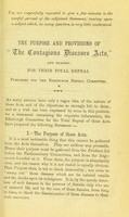 view The purpose and provision of the "Contagious Diseases Acts" and the reasons for their total repeal / [H. Calderwood and Thomas Guthrie].