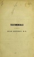 view Testimonials in favour of Hugh Kennedy, M.D.