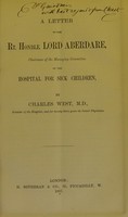 view A letter to Lord Aberdare, chairman of the Managing Committee of the Hospital for Sick Children / by Charles West.