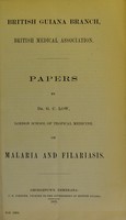 view Papers on malaria and filariasis / by Dr. G.C. Low.