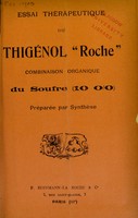 view Essai thérapeutique du thigénol "Roche" combinaison organique du soufre (10 0/0) : preparée par Synthèse.