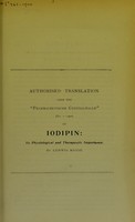 view Iodipin : its physiological and therapeutic importance / by Ludwig Hesse.