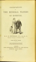 view Observations on the mineral waters of Homburg / by F.H. Prytherch.