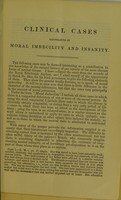 view Clinical cases illustrative of moral imbecility and insanity / by Stanley Haynes.