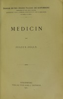 view Medicin / von Julius Jolly.