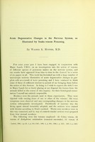 view Acute degenerative changes in the nervous system, as illustrated by snake-venom poisoning / by Walter K. Hunter.