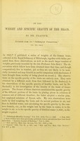 view On the weight and specific gravity of the brain / by Dr. Peacock.