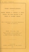 view Some observations on our present methods of disposal of human excreta, and their relation to the spread of epidemic disease : being a paper read to the Glasgow Philosophical Society, 30th March, 1881 / by Eben. Duncan.