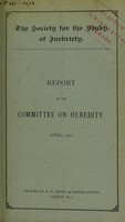 view Report of the Committee of Heredity, April, 1901.